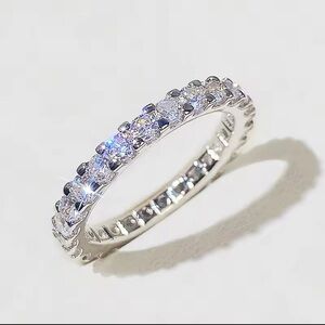 NWT Silver Tone Cubic Zirconia Wedding Band